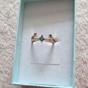 💥Ring Gold and Blue Minimalist Split Band Ring Sz 7